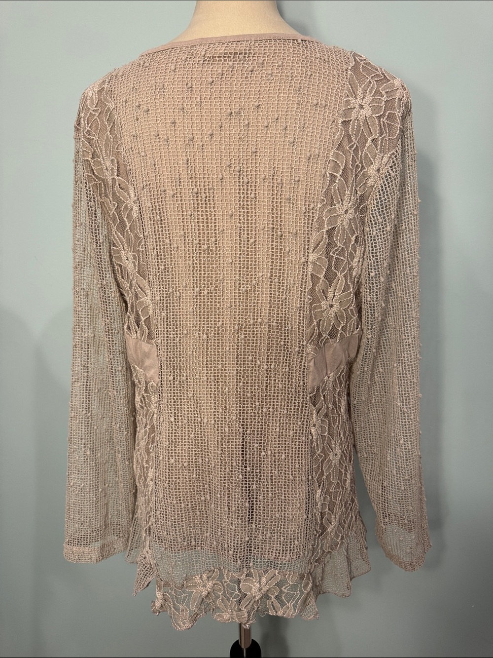 Indigo Soul floral lace Knit Long Sleeve Top Size L - Picture 2 of 7